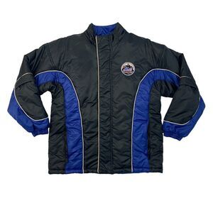 New York Mets Nylon Jacket Boys M Medium Full Zip Lightweight Filled Puffer